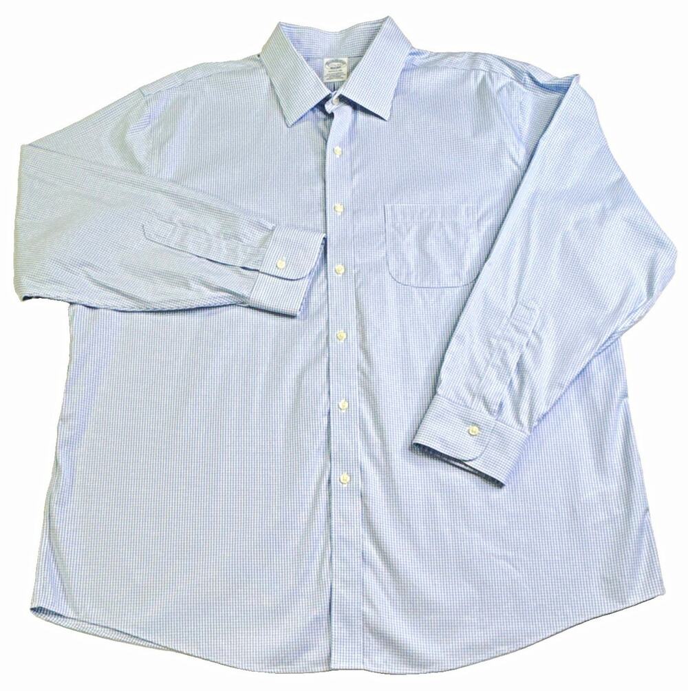 Brooks Brothers Men’s 17.5 34 Supima Cotton Stretch Non-Iron Gingham Dress Shirt